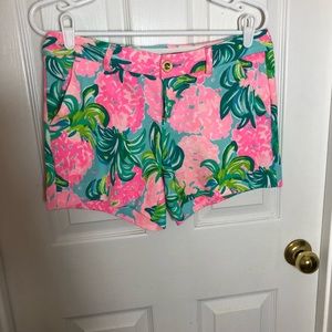 Lilly Pulitzer Callahan Knit Shorts in “Blue Ibiza Pineapple Shake”